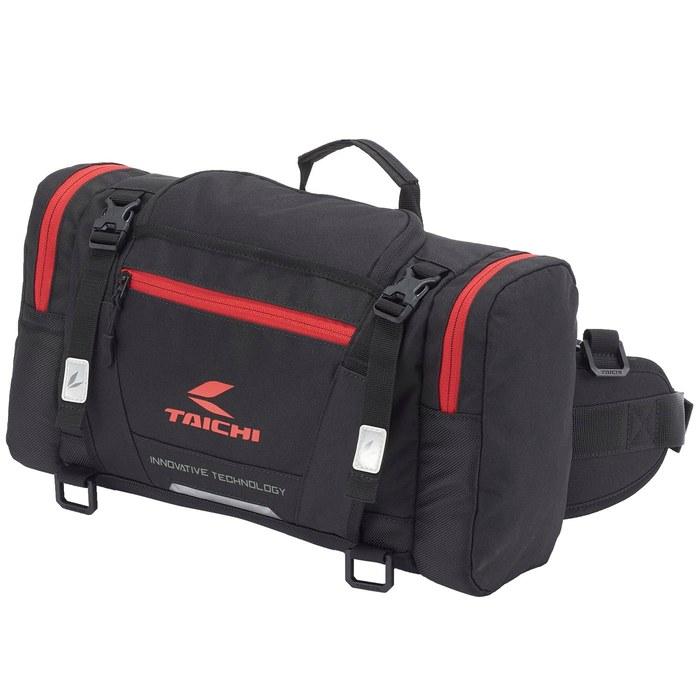 RS TAICHI Motorcycle Body Bag Waist Bag Waterproof Large Capacity Touring Rain Cover Included Hip Bag (L) RSB291 BLACK/RED