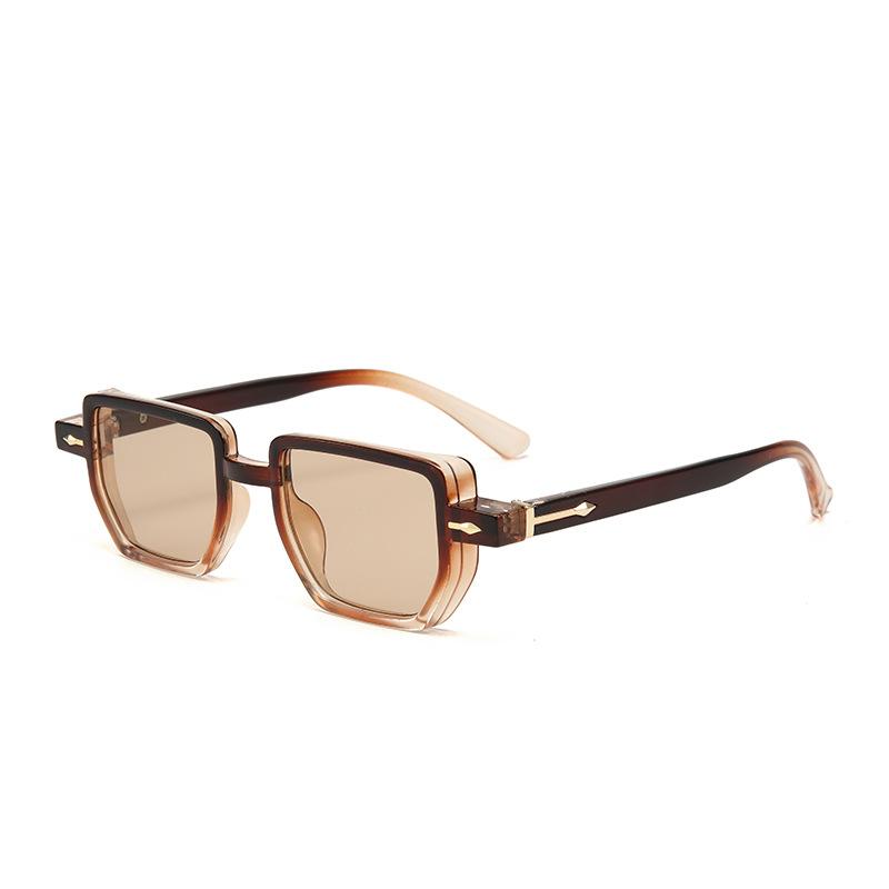 Vintage Polygon Square Women Sunglasses Fashion Clear Ocean Lens Shades UV400 Men Rivets Sun Glasses Oculus