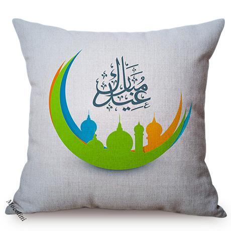 Muslim Ramadan Kareem Sofa Decoration Pillow Case Islamic Festival Eid Mubarak Style Cotton Linen Cushion Cover 45X45Cm