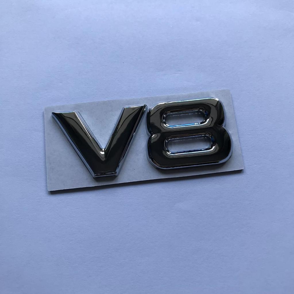 Car V6 Car Logo V8 Large Displacement Logo Modified Metal Labeling 3D Three-dimensional, Rear Labeling Body Decorative Label
