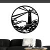 1pc Lighthouse Metal Wall Art Nautical Wall Metal Sculpture Black Metal Wall Decor 22"x22" Living Room/Home Decoration