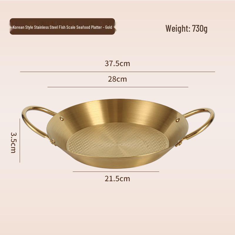 Stainless Steel Double Ear Flat Bottom Plate for Seafood, Spicy Crayfish, Pasta, and Fried Chicken.