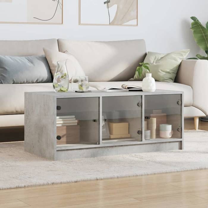 VidaXL Coffee Table with Glass Doors, End Table with Storage, Side Table, Living Room Furniture 836416