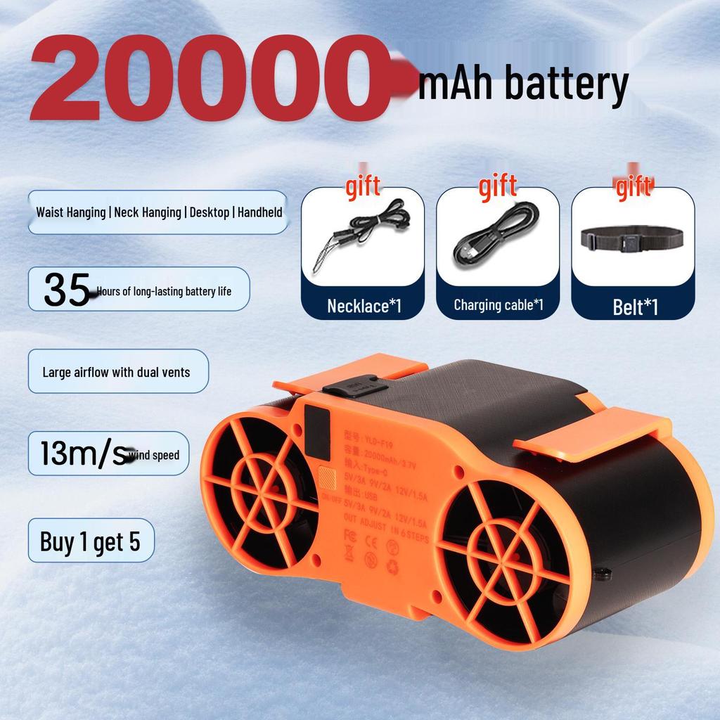 Portable Waist-Mounted Cooling Fan for Outdoor Construction