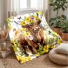 Flower Crown Highland Cow Theme Blanket Lightweight Warm Flannel Blanket Decorative Throw Blanket for Home Decoration