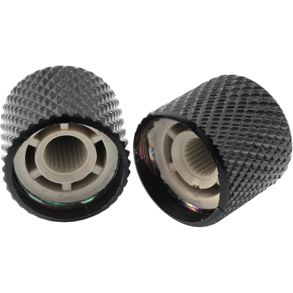 Musiclily Pro Inch Precision 24 Gear Rack Steel Dome Knob Push-In Control Knob 18 mm for US electric guitar or bass,Black(2 Set)
