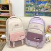 Schoolbag Trendy Versatile Color Matching Backpack Women's Lightweight Simple Large Capacity Junior and High School Student School Bag Short Trip 