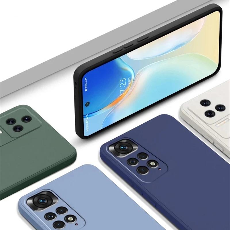 Skin Feel Liquid Silicone Case For Xiaomi Redmi Note 12 11 10 Pro 11S 10S A1 10C 10A 9T Poco X4 X3 NFC M4 M3 Pro 4G 5G Shockproof Square Soft Cover