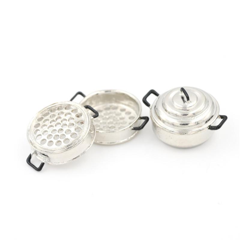 Dollhouse Miniature 1:12 Kitchen Decor Toy Metal Cooking 3-Layers Steamer Pot
