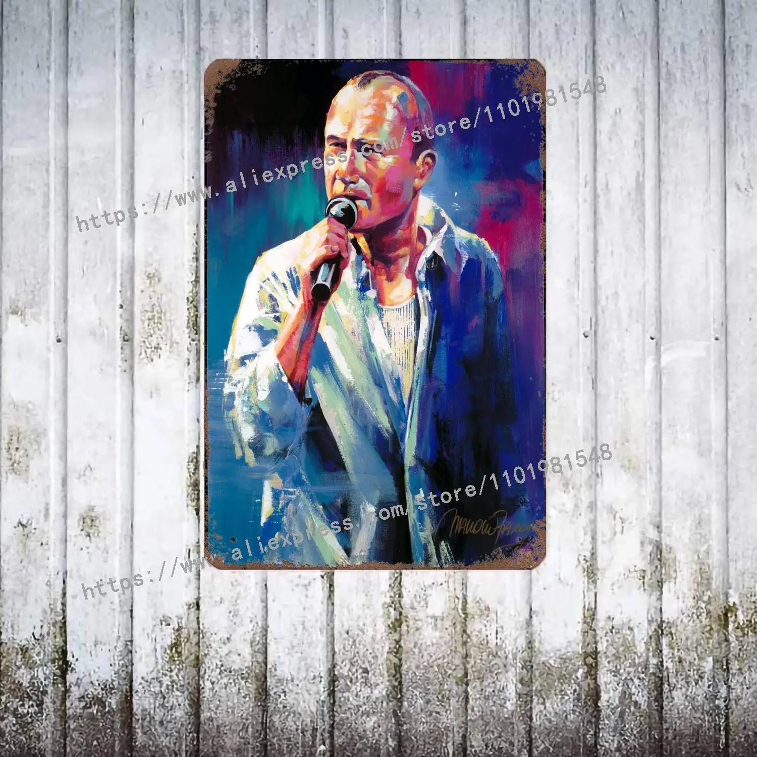 Phil Collins Schlagzeuger Metalldekor Poster Vintage Blechschild Metallschild Dekorative Plakette für Pub Bar Man Cave Club Wanddekoration 20x30cm（7.8x11.8inch）