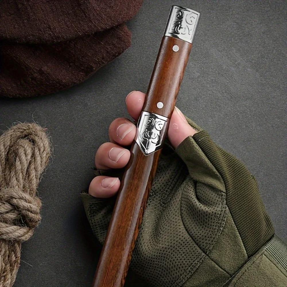 Bärbar kniv i rostfritt stål med snidat handtag för utomhus- och bruksbruk