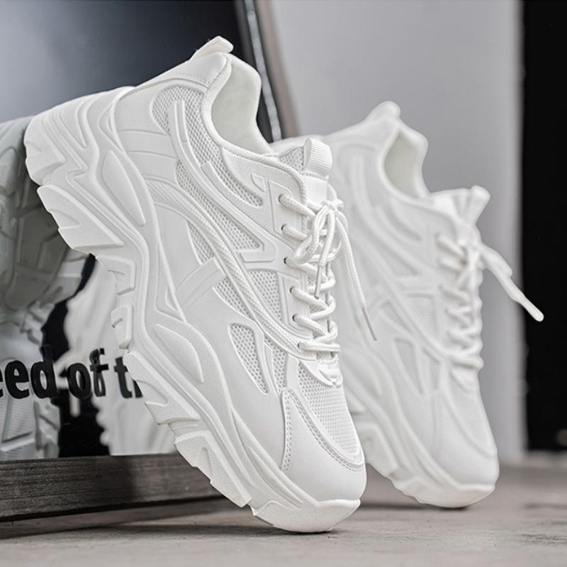 Fashion Platform Women'S  New Spring Autumn White Casual Chunky Sport Shoes Mesh Leather Sneakers