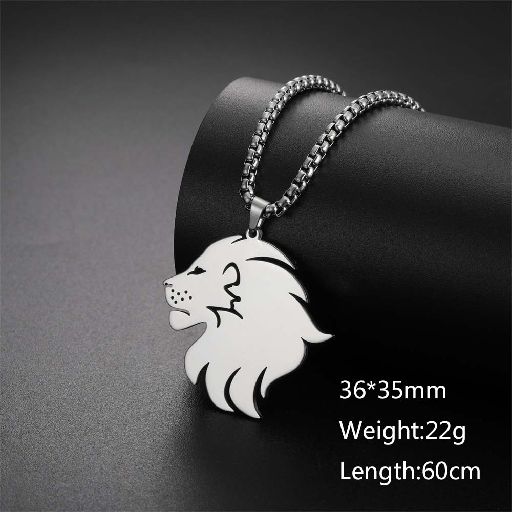 

Punk Lion Head Pendant Necklace for Women Men Rock Hip Hop Animal Charms Choker Stainless Steel Box Chains Party Jewelry Gifts 60cm