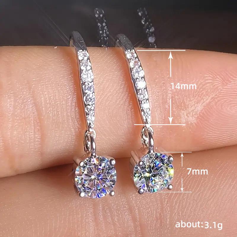 Micro-Set Zircon Earrings With Diamonds, Classic Four-Claw Simple And Exquisite Ear Hooks, Daily Commuting Versatile Earrings For Women