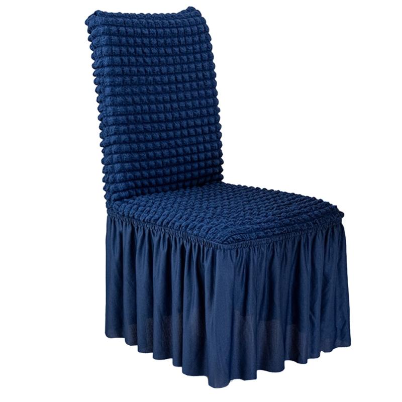 Thickened Fabric Skirt Chair Cover 3D Seersuckers Stretch Chair Slipcover for Dining Room Kitchen Banquet Home Decor