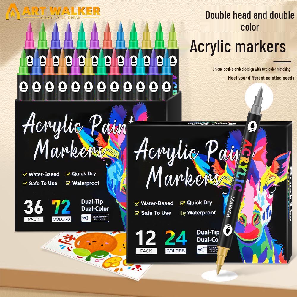 36-Color Dual-Tip Water-Based Acrylic Marker Set for DIY Graffiti