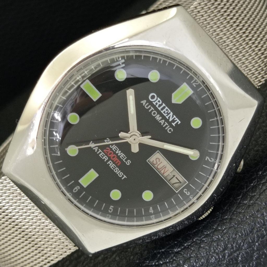 

VINTAGE ORIENT AUTOMATIC 46941 JAPAN MENS BLACK COLOR DIAL WATCH a700630-5 R204-a700630