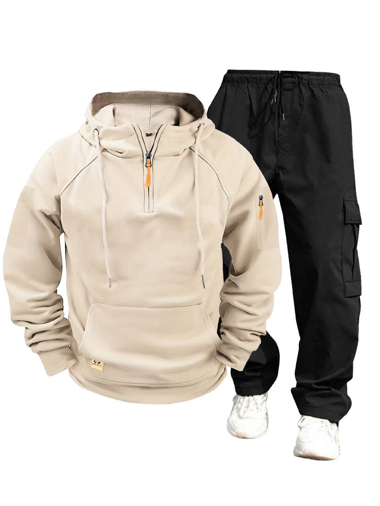 New Autumn and Winter Men's Sweater Hoodie Zipper Multi-pocket Jumper Casual Sweater Set