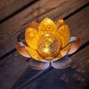 Solar Powered Lotus Cracked Glass Ball Lamp Waterproof Decorative Cracked Ball Lotus Light 600mAh Garden Art Decoration