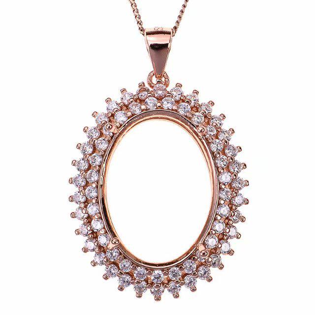 925 Silver Pendant with 18K White and Rose Gold Plating - Empty Setting BP404