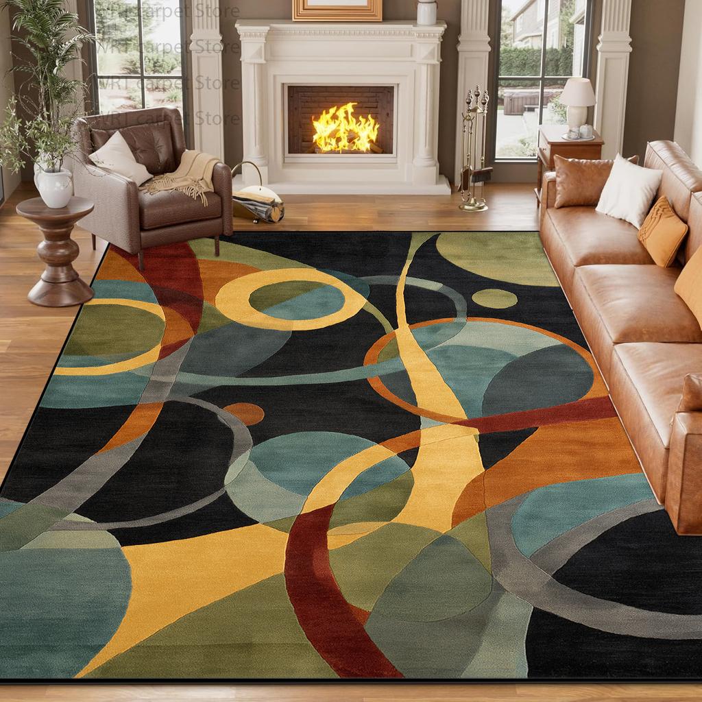 Nordic Color Block Geometric Carpet for Living Room Abstract Art Decoration Home Non-slip Large Rugs Bedroom Bedside Floor Mat