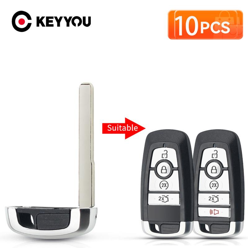 KEYYOU 10Pcs For Ford Mondeo EcoBoost 2017 2018 Fob Replacement Remote Key Shell Small Key ert Blade Emergency Uncut Blanks