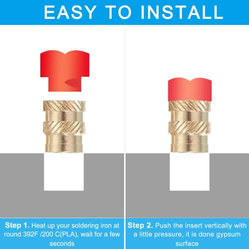 PATIKIL Brass Insert Nuts, M2x4mm, Thread Conversion Adapter for Furniture, Woodworking, DIY Joints, and Repairs, 20 Pieces