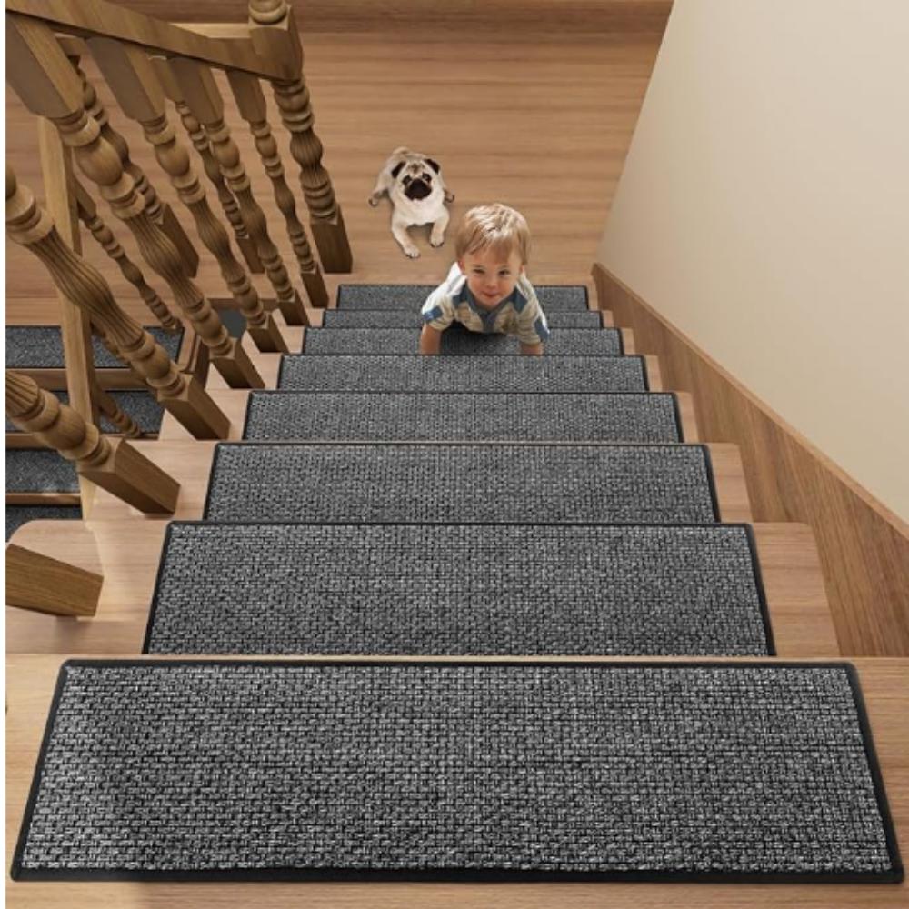 Tredes Houten Treden Veiligheidstrapmat Trappen Antislip Waterdicht Tapijt Geschikt Voor Trapvloermat Woondecoratie 4pc-20x76cm 8x30in