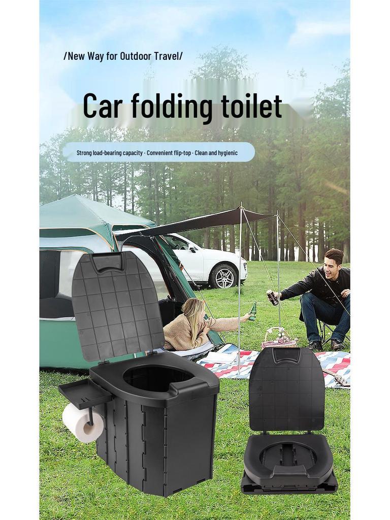 Portable Folding Camping Toilet with Lid for Adults and Kids