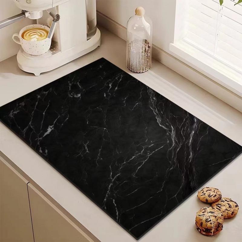 Marble Draining Mat: Diatomaceous Earth, Non-slip, Water Absorbent Kitchen & Dining Surface Mat