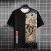 New Trend Cartoon Graphic T Shirt Japanese samurai Ninja Cat 3D Printed Funny Tshirts For Men Clothing Fashion Loose O Neck Tops