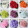 Realistic Fake Flowers Artificial Hydrangea with Green Leaves Stem Flower Wedding Faux Decor Home Office Table Centerpiece Floral Branch Arrangement