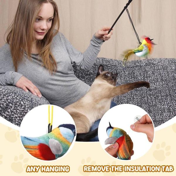 1Pc Cat Toys Hanging Bird, Retractable Cat Teaser Toy, Vivid Chirping, Interactive Catnip Toys for Indoor Cats Kitten Play Chase Exercise