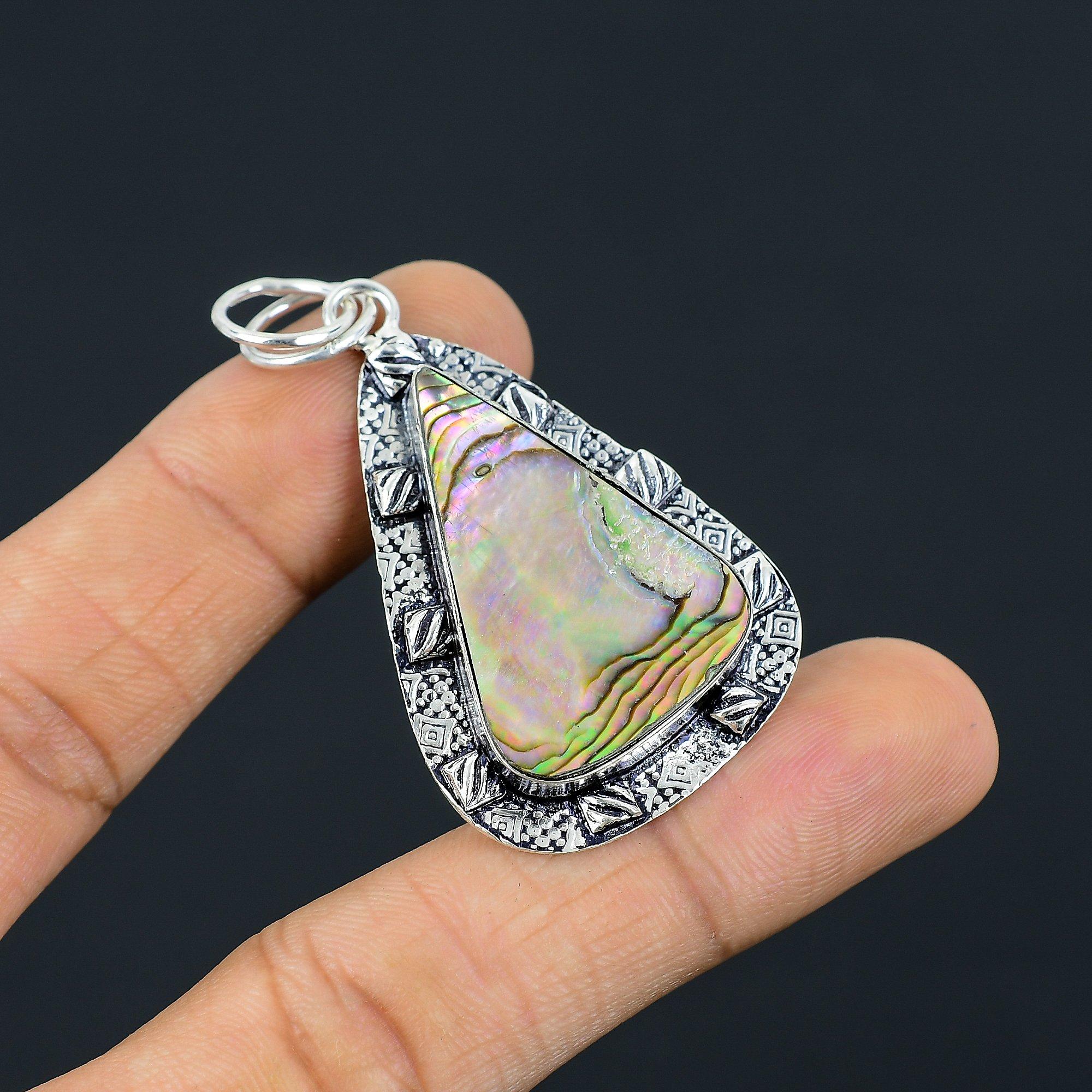 

Friendship Day Sale Abalone Shell Stone Sterling Silver Handcrafted Wife Pendant