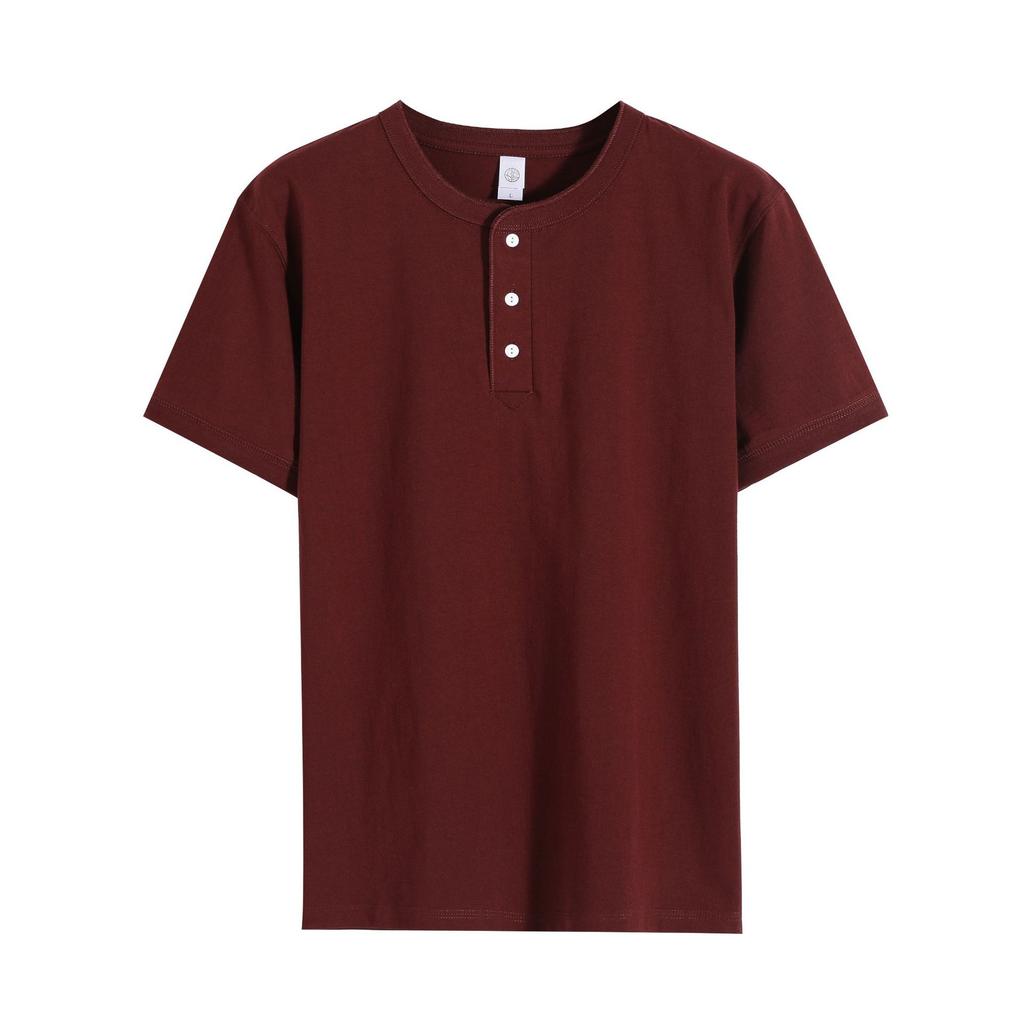 Men Short Sleeve Henley Heavyweight Every Day T-Shirt