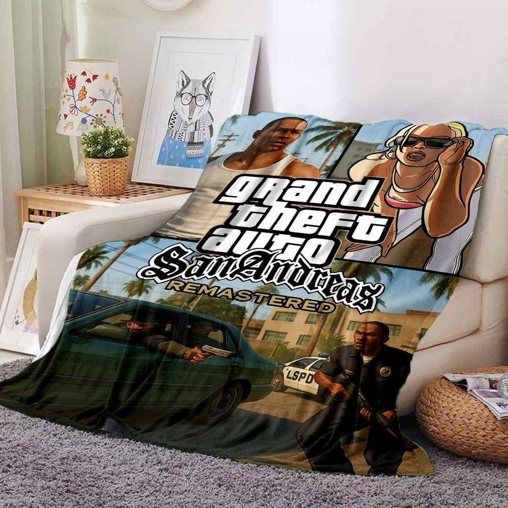 1pc Grand Theft Auto Soft Flannel Blanket with Designer Print A Cozy Blanket for All Seasons, Perfect for the Couch, Bed, Office
