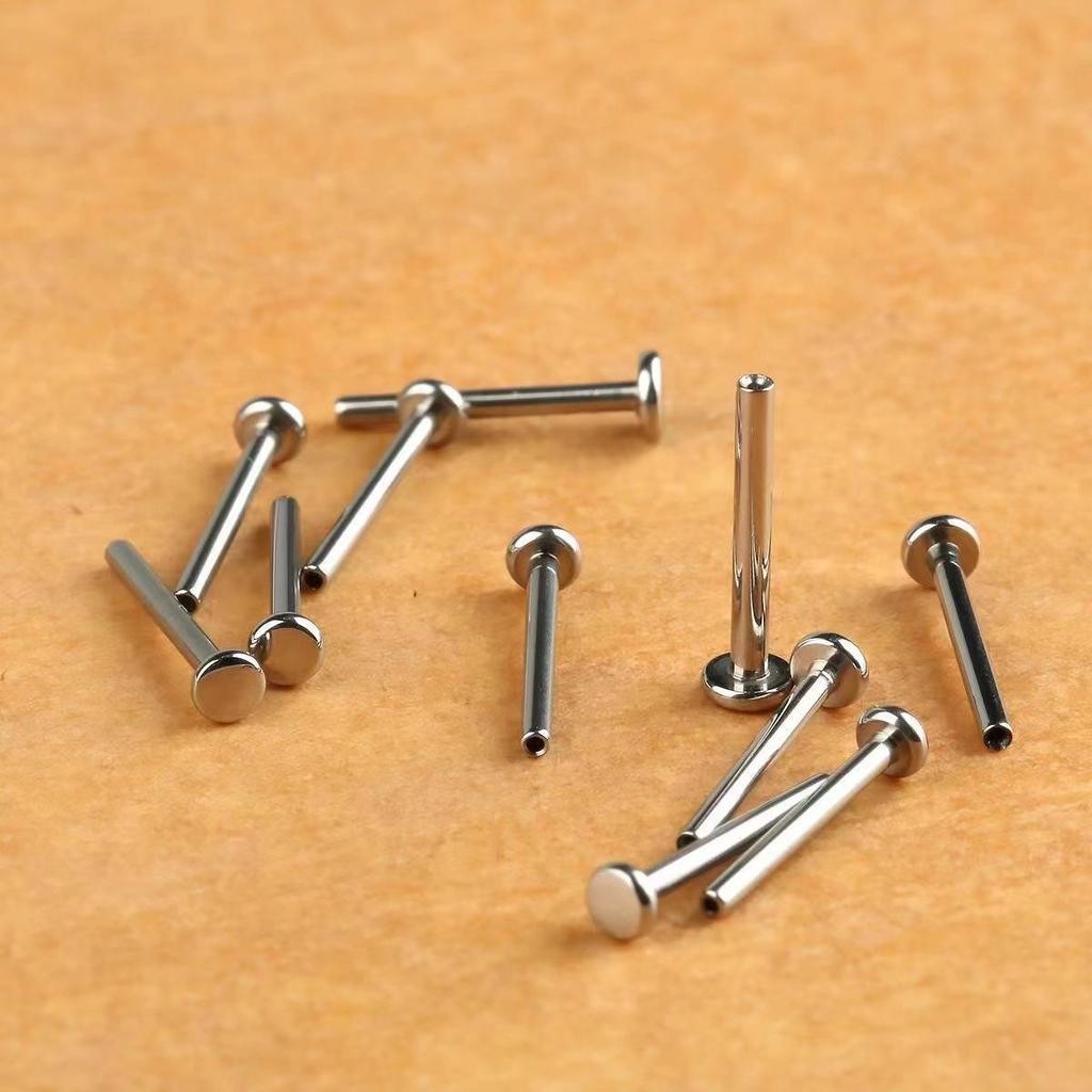 Titanium G23 Internally Threaded Labret Stud, 6-10mm Round Ball, Tongue Ring Flat Back, Titanium Alloy Body Piercing Jewelry.