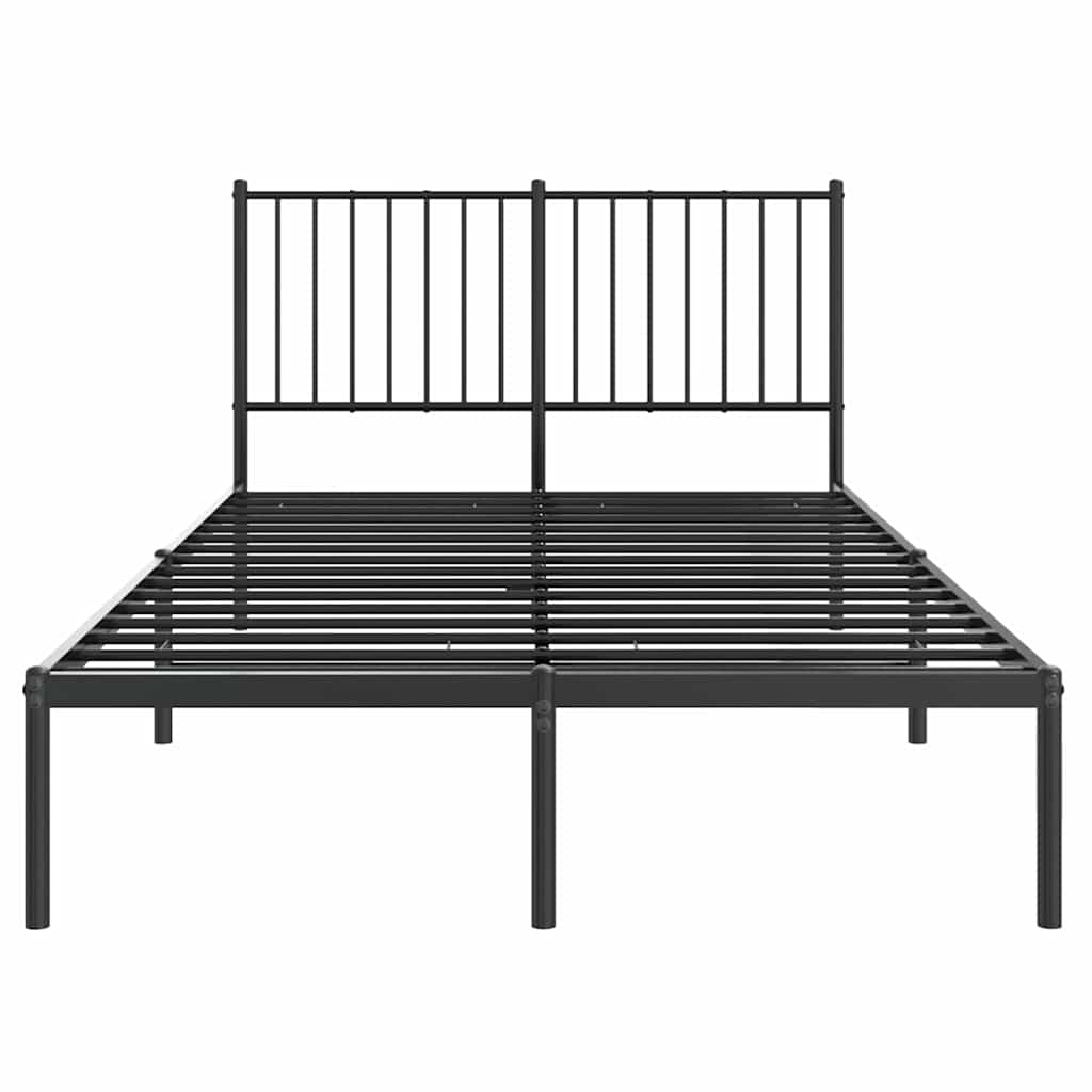 Metal Bed Frame with Headboard Black 120 x 200 cm