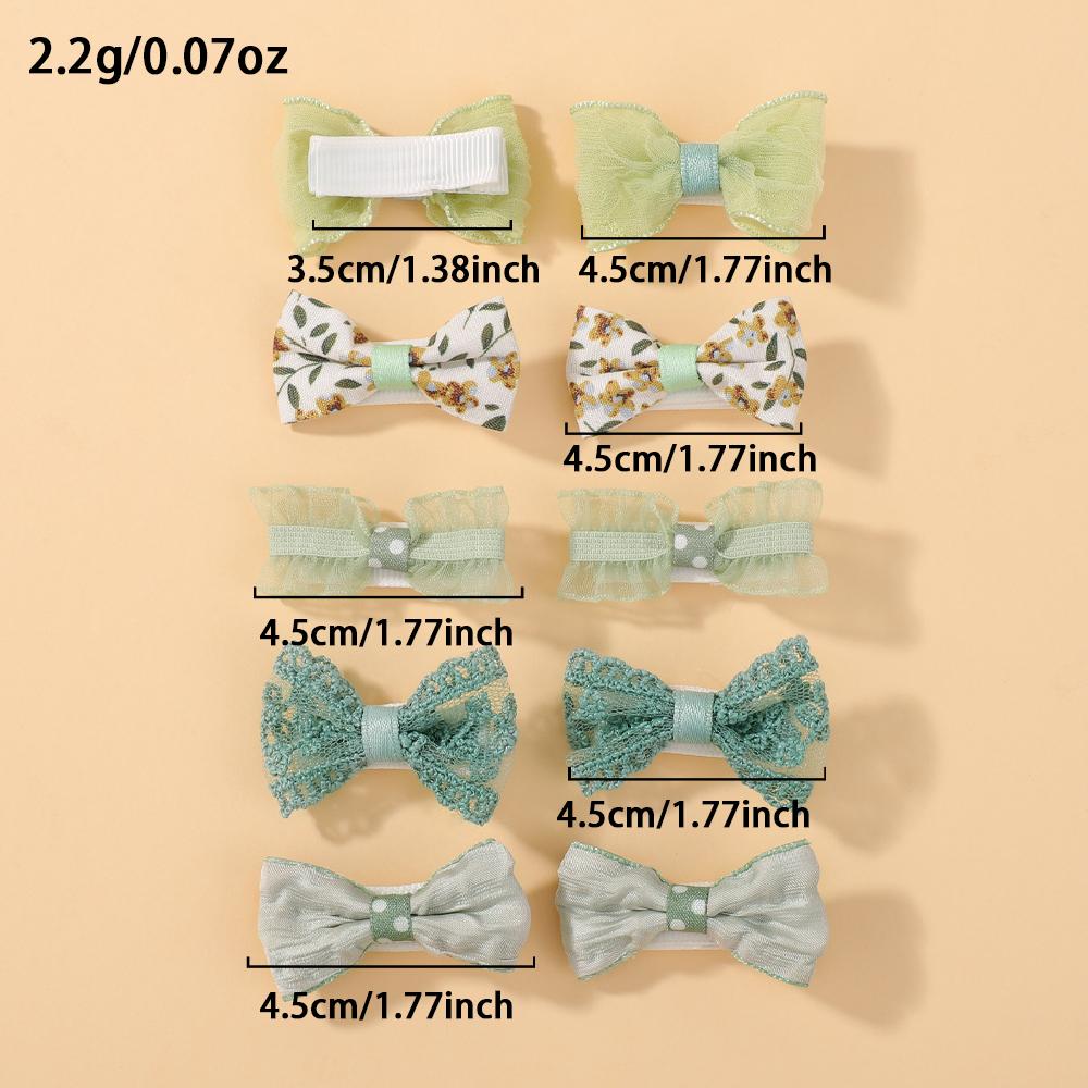 10Pcs Flowers Bows Hair Clip Set for Baby Girls Toddler Winter Printing Hairpin Mini Cotton Lace Handmade Kids Hair Accessories