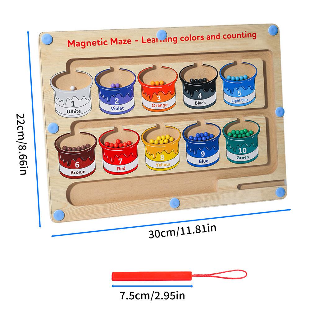 

Детские деревянные игрушки Монтессори Магнитный лабиринт Сортировочная игра для малышей Доска для сопоставления цветов и чисел Обучающие игрушки для детей