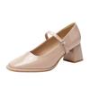 Patent Leather Thick High-heeled, New Women's Hundred with A Word with High-heeled Women's Single Shoes, Women's High-heeled Shoes, Elegant