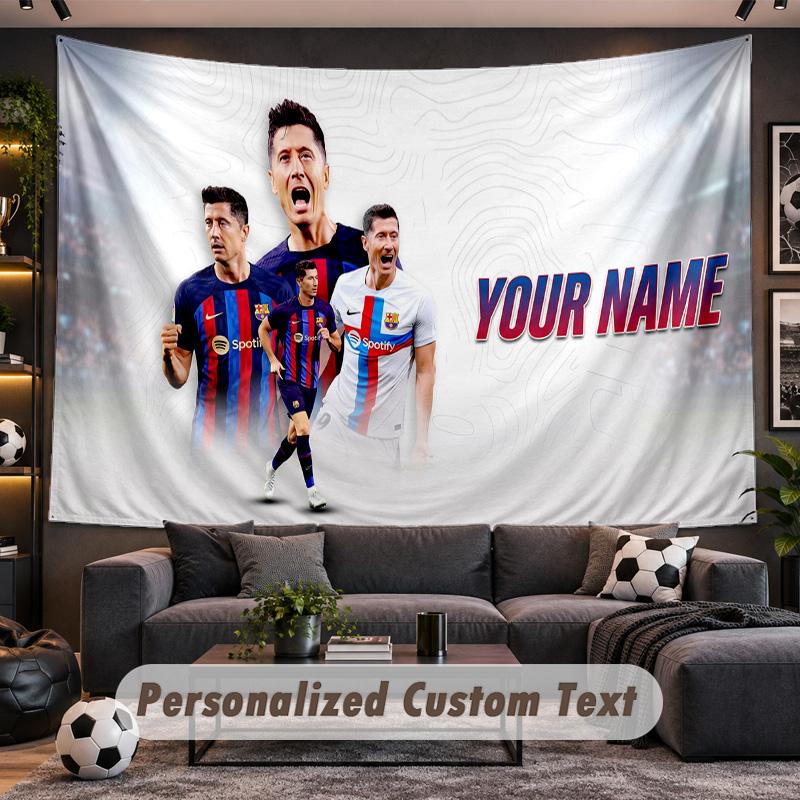 Robert Lewandowski Personalized Tapestry Support Custom Name, Wall Art Home Decoration