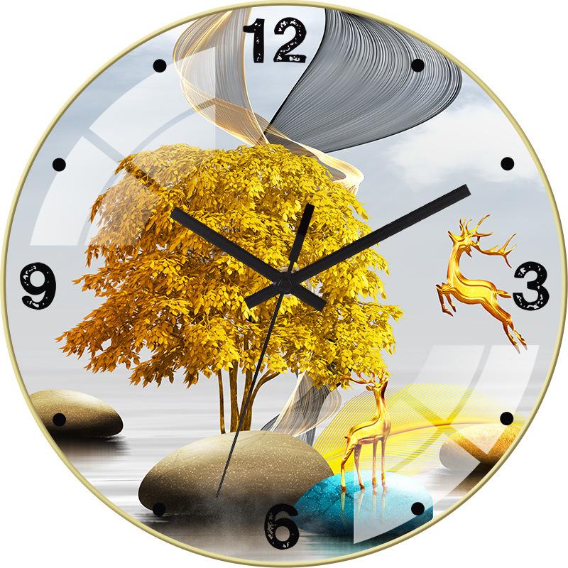 12/14-inch Simple Creative Silent Wall Clock Nordic Fashion Crystal Porcelain Clock Home Living Room Wall-mounted Glass Clock
