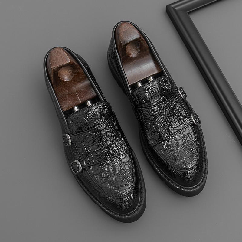 British Style Fashion Brand Men's Comfortable Thick Soled Pointed Loafers Spring New Breathable Business Casual Leather Shoes