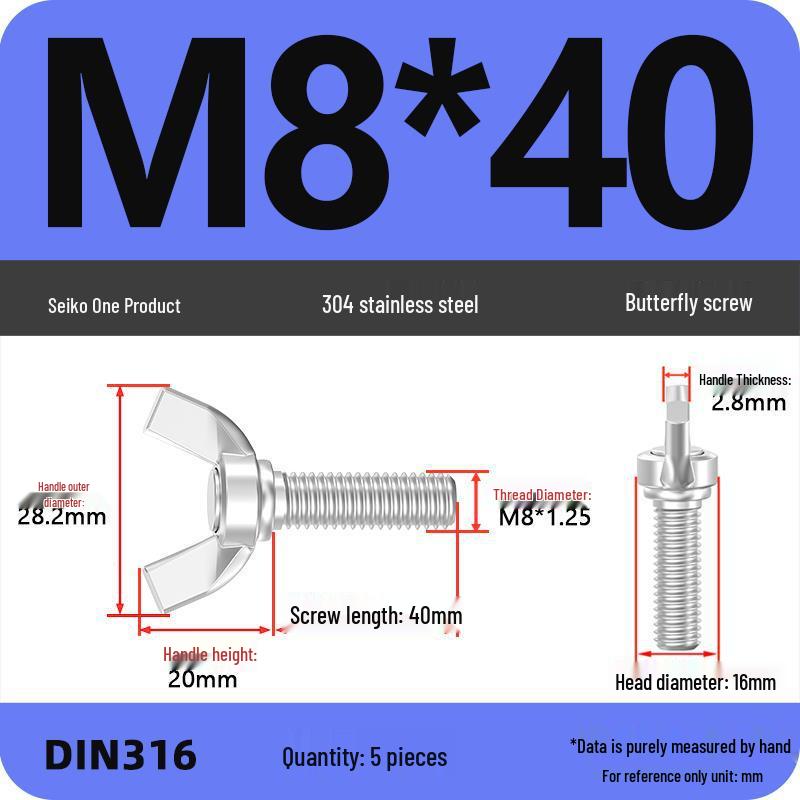304 Stainless Steel Hand-Tightening Butterfly Weld Screws - Ram Horn M4 M5 M6 M8