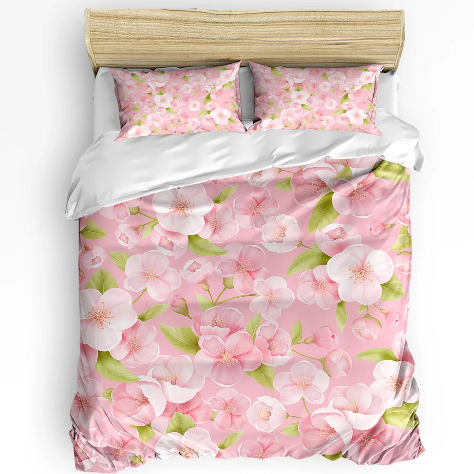 

Comforter Romantic Flowers Sakura Pink With Pillow Case Custom 3Pcs Bedding Set Double Bed Home Textile Comforter (quilt)-EU Single(135*200cm)3pcs