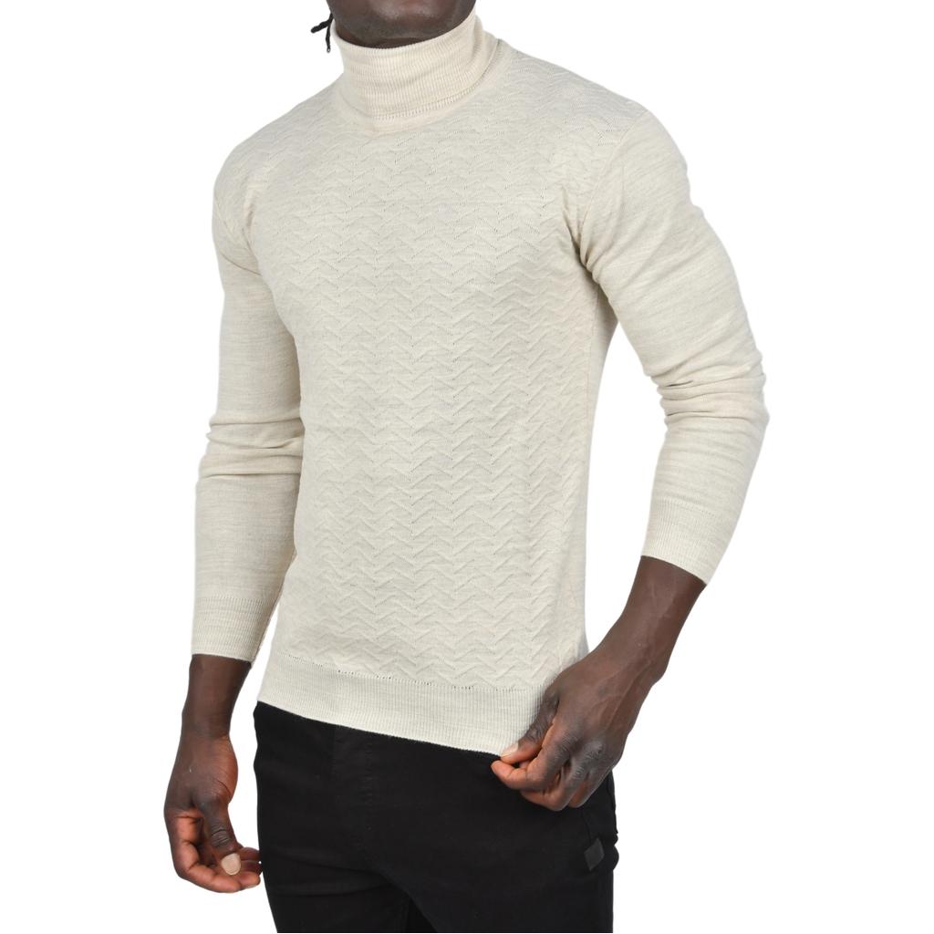 DeepSEA Zigzag Desenli Tam Balıkçı Yaka Dar Kesim Boğazlı Triko Kazak 2505497