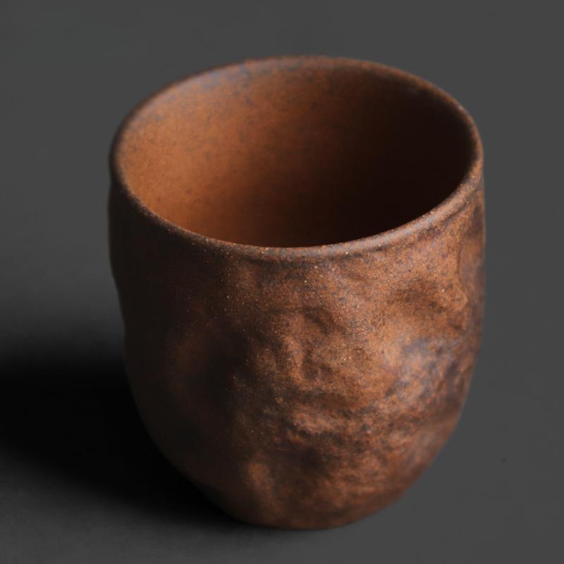 Rough Pottery Old Rock Clay Stone Texture Master Teacup Chinese Zen Kung Fu Tea Ceremony Drinking Tea Master Single Cup