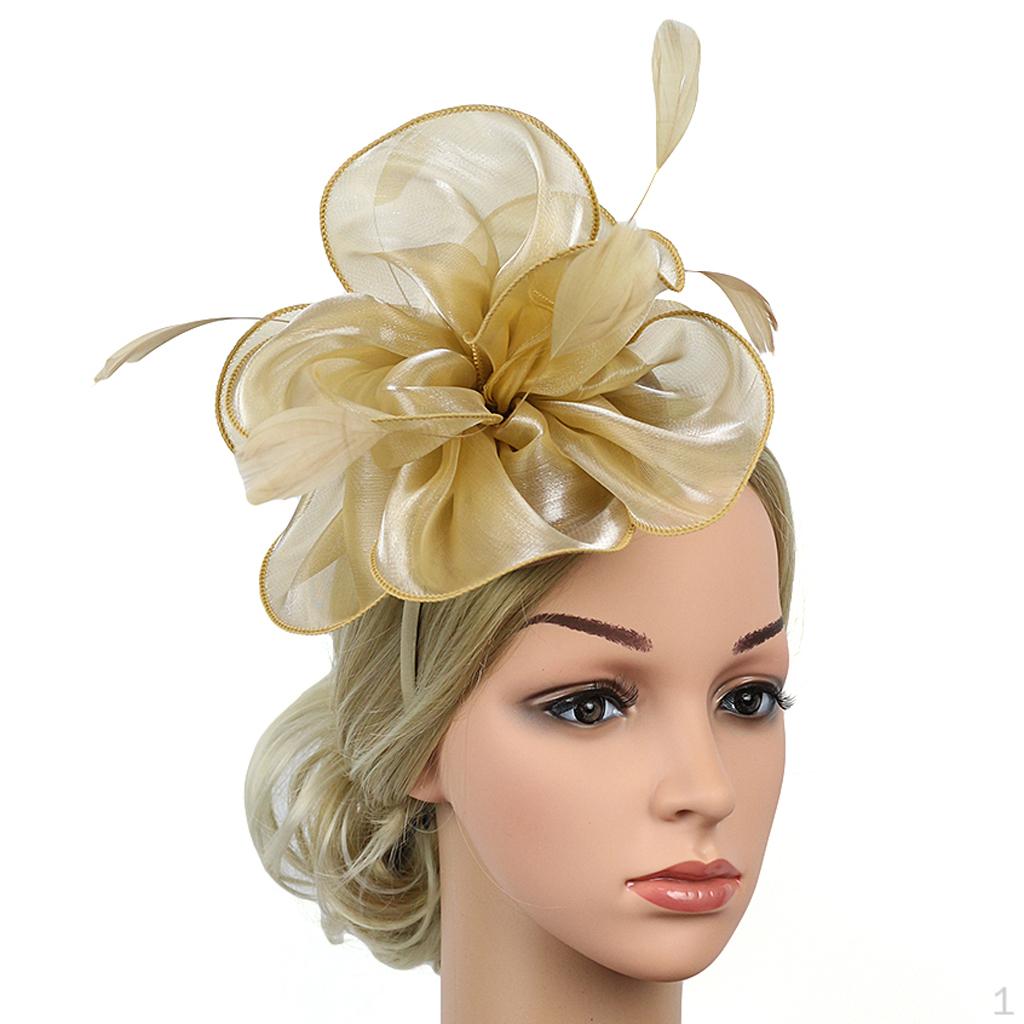 

Fascinator Hat Headband Wedding Cocktail Headwear golden