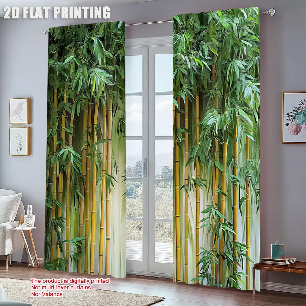 Frühling Sommer Vorhänge Polyester Stiele Grüne Blätter Transparenter Stoff Feiertagsgebrauch Set von 2 Hergestellt